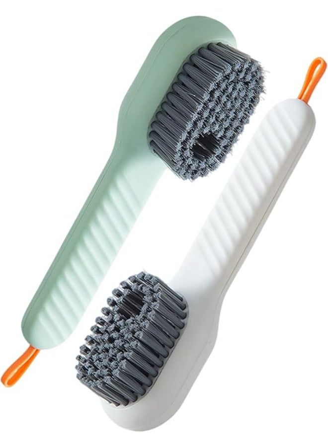 2Pcs Shoe Brush, Multifunctional Shoes Cleaning Brush with Liquid Box Scrubbing Brushes with Handle Soft Bristle Multi-Surface Cleaning Tool for Boot Sneaker Clothes Household Use Bathroom Kitchen - Image 1